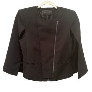 BCBG  Cape Jacket Black HOCO Career Minimalist Contemporary Sz XS